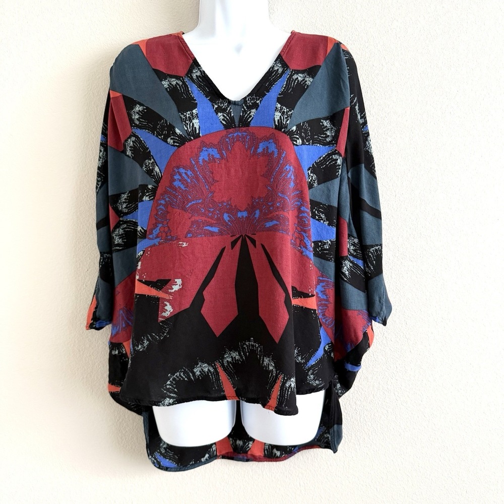 Free People Sunburst Top Womens XS Artsy Oversized Beach Travel Vacation Boho